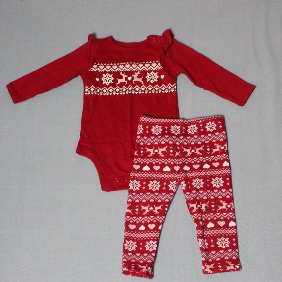 Garanimals 12M Christmas Bodysuit & Fair Isle Leggings Set - Picture 1 of 6